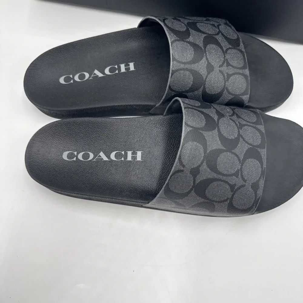 Coach FG2402 Signature PVC Slide Sandals Black Men's Size 11 D New in Box